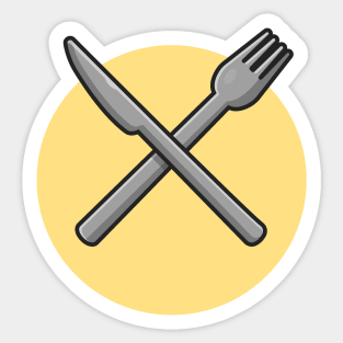 Fork And Knife Cartoon Vector Icon Illustration (2) Sticker